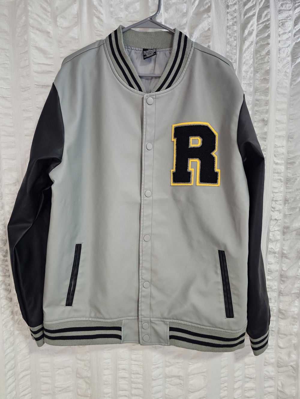Ring of Fire Gray & Black Varsity Letterman Jacket 'R' Patch XL